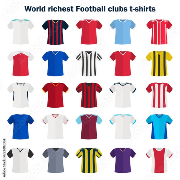 Obraz World football team shirt color vector icon set. Flat design