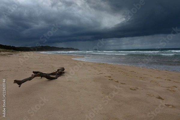 Fototapeta Australian Coastline Park Beach Coffs Harbour rain over ocean