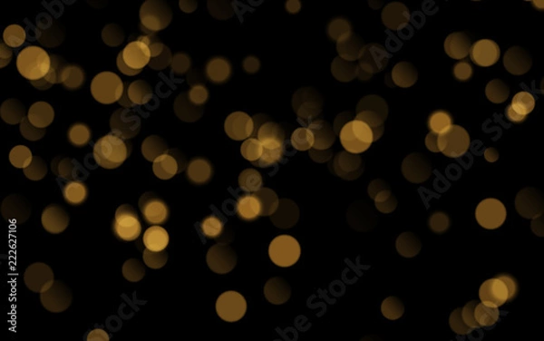 Fototapeta Streszczenie złoty błyszczący bokeh na białym tle na czarnym tle. Dekoracja lub tło Boże Narodzenie.