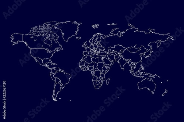 Fototapeta World map vector. Contour of world map