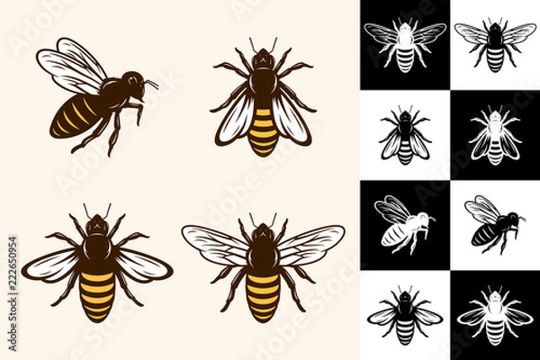 Obraz Wektorowe ikony pszczół