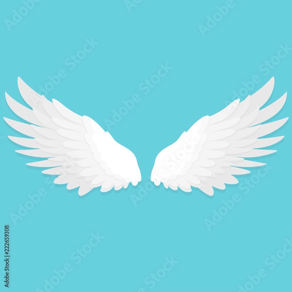 Obraz weiße Flügel Flat Design Icon