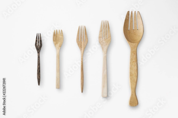 Fototapeta Kitchenware isolate on white paper texture background