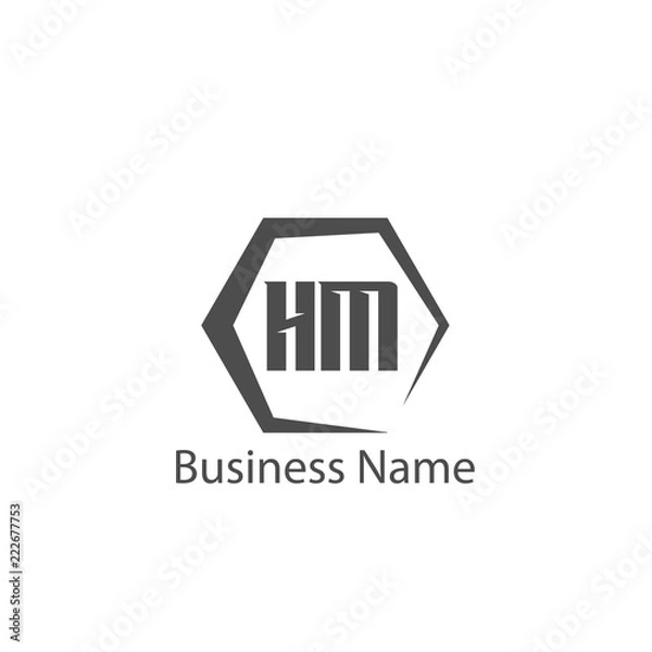Fototapeta Initial Letter HM Logo Template Design
