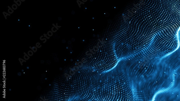 Obraz Data technology background. Abstract background. Connecting dots and lines on dark background. 3D rendering. 4k.