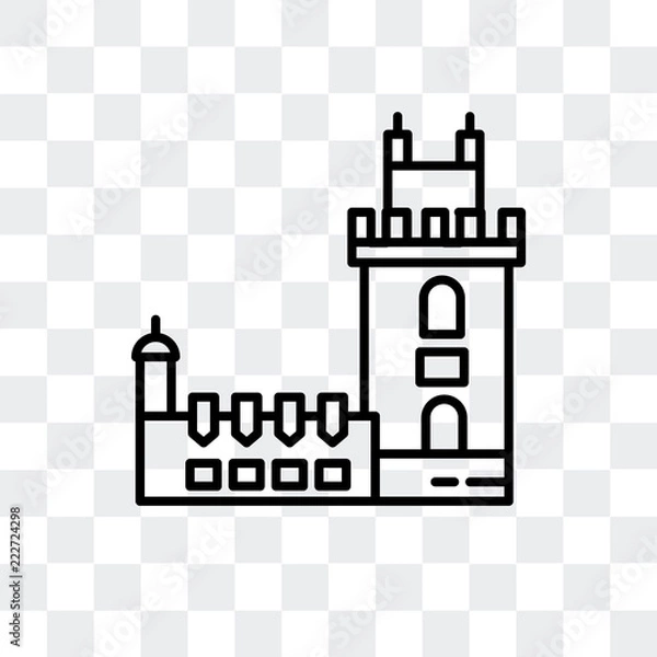 Fototapeta belem tower icon isolated on transparent background. Modern and editable belem tower icon. Simple icons vector illustration.