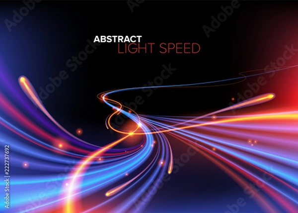 Fototapeta Abstract fantasy curvy light trails in vector