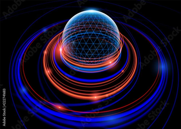 Fototapeta Light Speed Orbiting the Digital Sphere