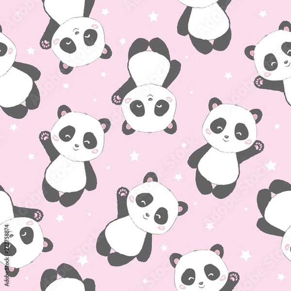Obraz Seamless Cute Cartoon Panda Pattern