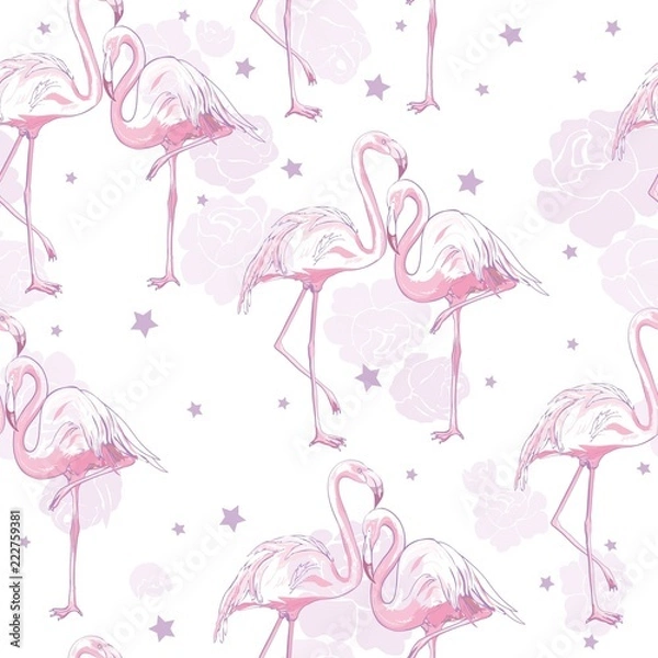Obraz seamless flamingo pattern vector illustration