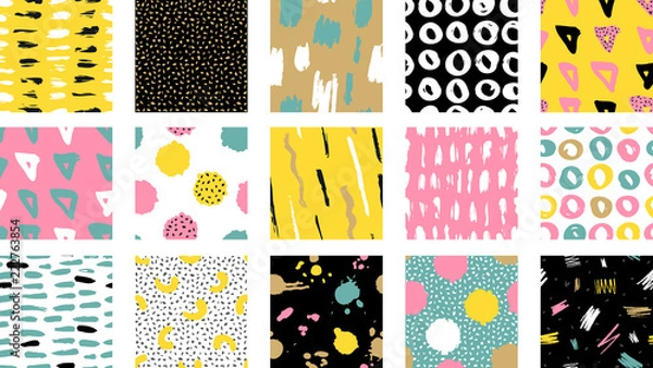 Fototapeta Trendy vector seamless colorful pattern with brush strokes.Vector illustration