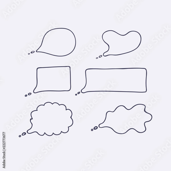 Obraz Hand drawn outline speech bubles  isolated on white background.Vector illustration.