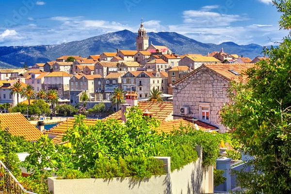 Obraz View of the Korcula town, Korcula island, Dalmatia, Croatia