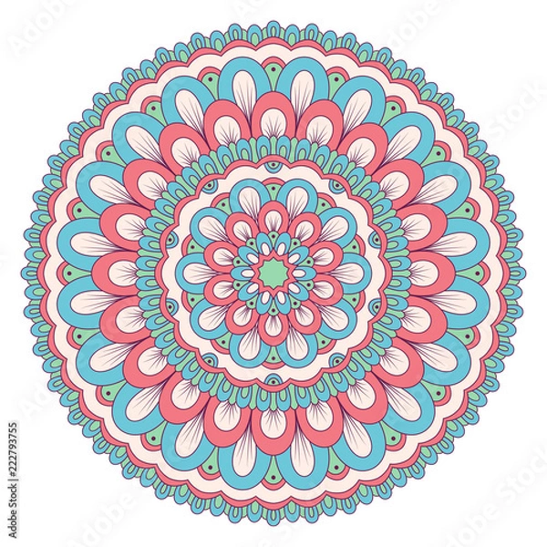 Fototapeta Ethnic ornamental mandala. Decorative design element. Hand drawn illustration