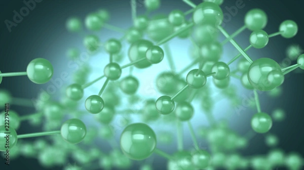Obraz Green molecules background abstract 3D rendering.