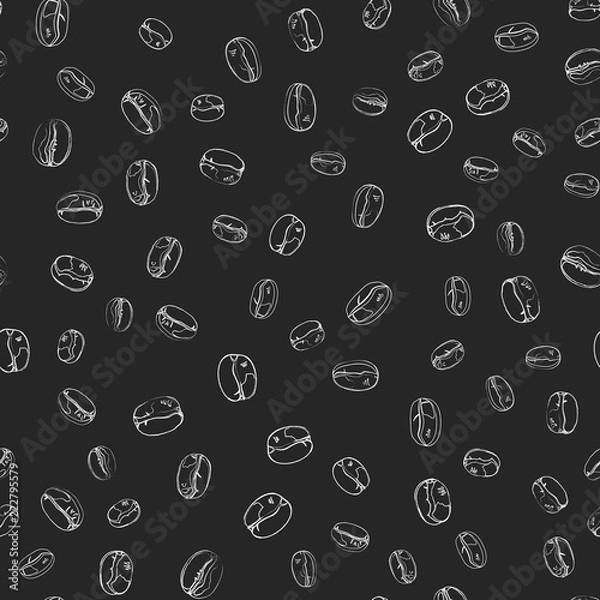 Obraz Coffee beans seamless pattern background. Vector Illustration