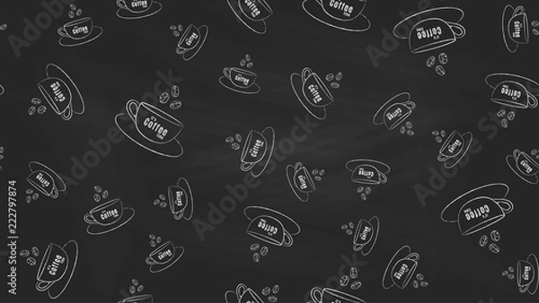 Fototapeta Coffee seamless pattern background. Vector Illustration