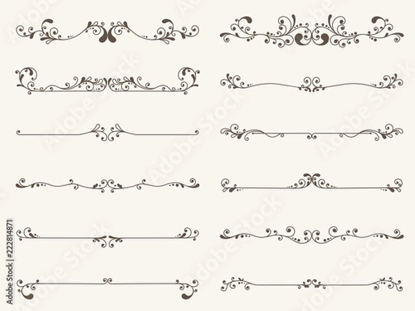 Obraz Vector set of decorative elements, border and page rules frame