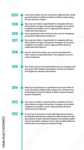Fototapeta vertical timeline infographics template, workflow, process diagram, vector illustration.