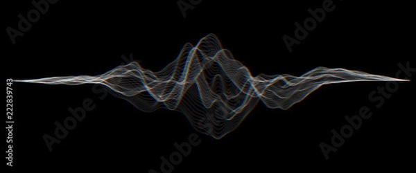 Fototapeta Futuristic Hud, ui vector grid. Music sound waves set. Audio digital equalizer technology, pulse musical.