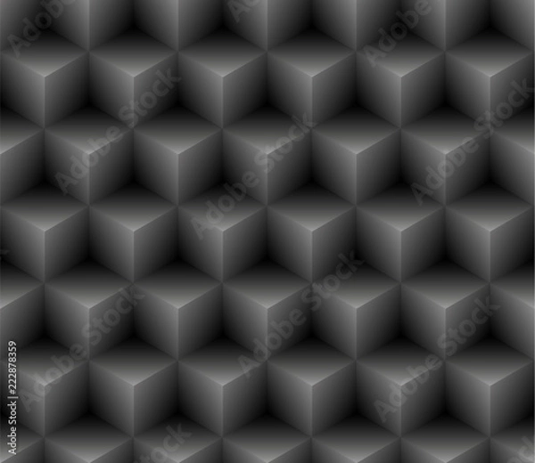 Fototapeta Seamless geometric pattern. Vector background with 3D cubes.