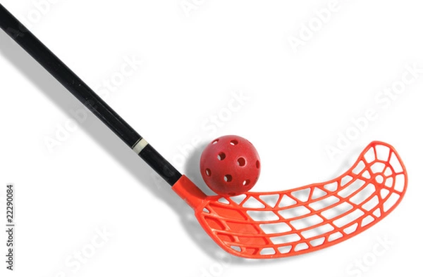Obraz old floorball stick and ball