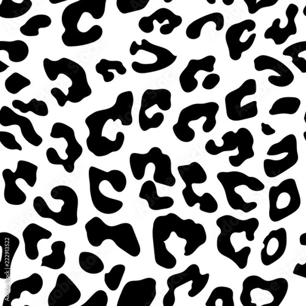 Fototapeta Leopard seamless pattern. White and black. Animal print. Vector background.