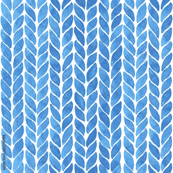 Obraz Hand painted background with braid lines in blue. Seamless vector pattern