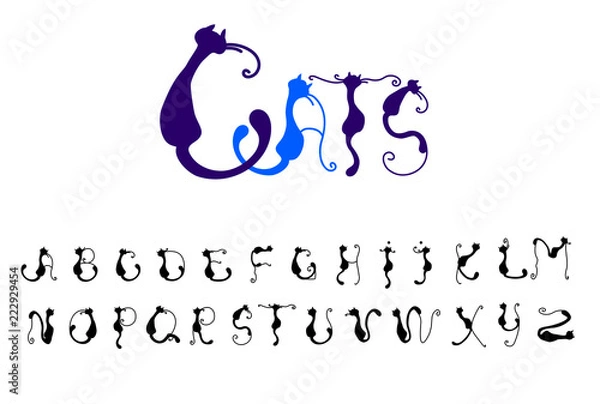 Fototapeta Cats cute vector font