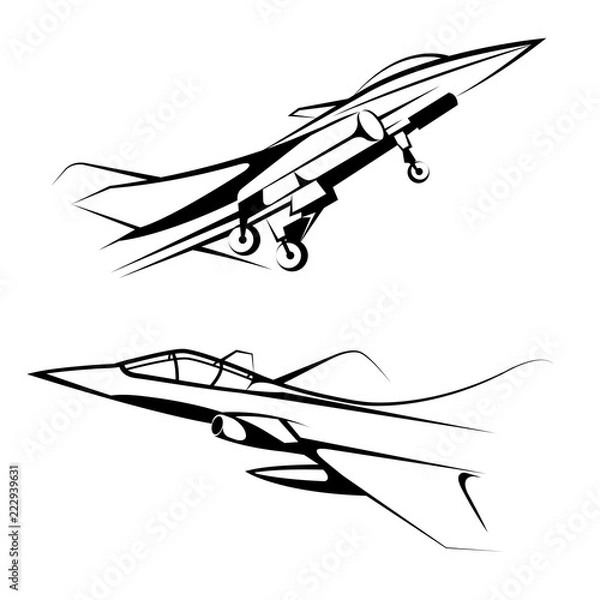 Fototapeta Vector drawn fighter, isolated on white background.