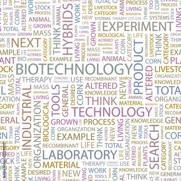 Fototapeta BIOTECHNOLOGY. Seamless vector pattern with word cloud.