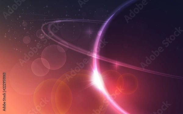 Obraz Vector design of space with shiny planet and stars