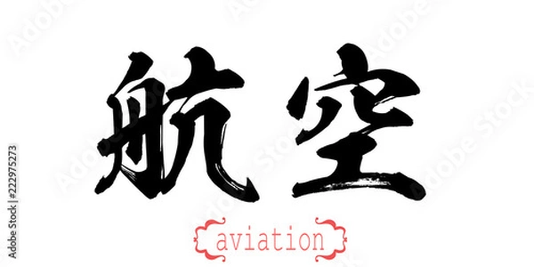 Fototapeta Calligraphy word of aviation in white background