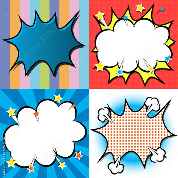 Fototapeta Background, pattern, set, set of backgrounds, template, pop art, comics