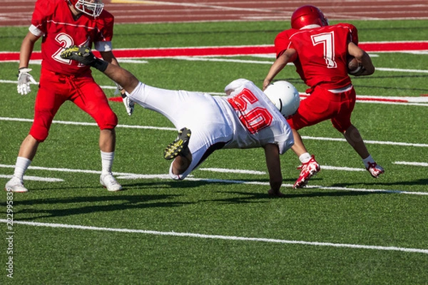 Obraz Football player diving for a tackle 