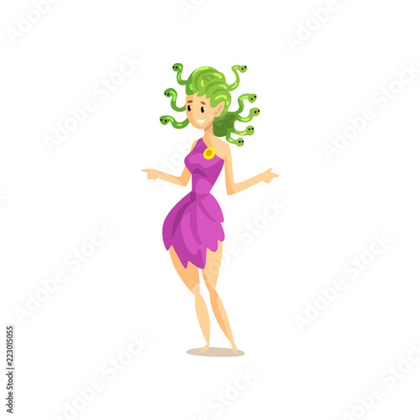 Fototapeta Medusa Gorgon ancient mythical creature cartoon vector Illustration on a white background