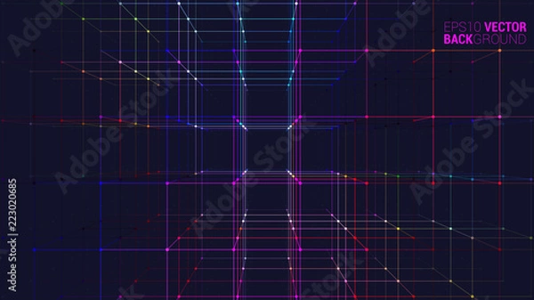 Obraz Abstract geometric background with connecting dots and lines.