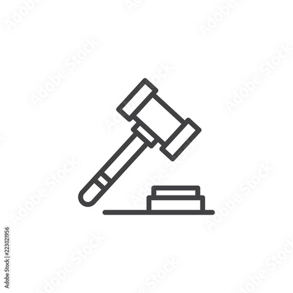 Fototapeta Auction hammer outline icon. linear style sign for mobile concept and web design. Judge Gavel simple line vector icon. Symbol, logo illustration. Pixel perfect vector graphics