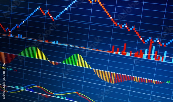 Fototapeta Business analyzing financial statistics displayed on the screen