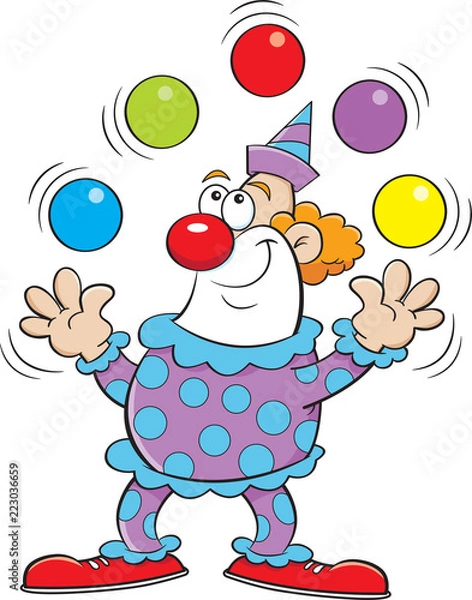 Fototapeta Cartoon Illustration of a clown juggling balls.
