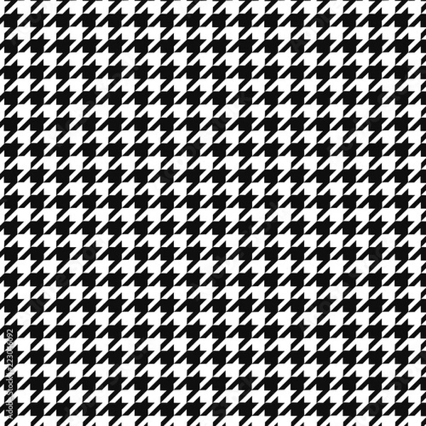 Obraz Hounds tooth vector pattern ornament. Geometric print in black and white color. Classical English  background Glen plaid for fashion design
