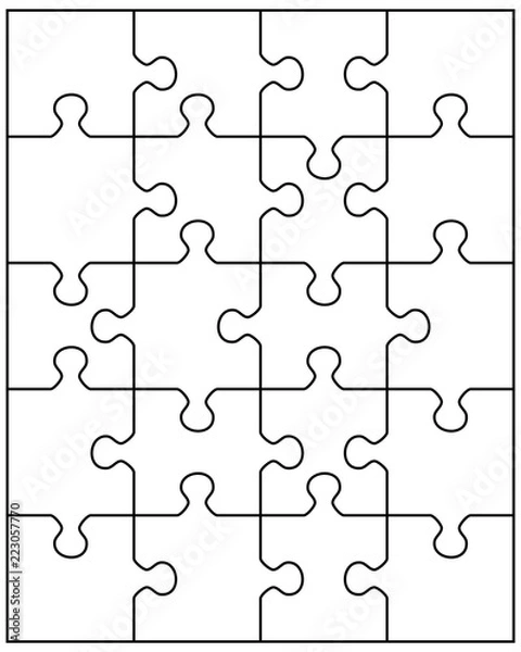 Fototapeta Vector illustration of white puzzle, separate pieces