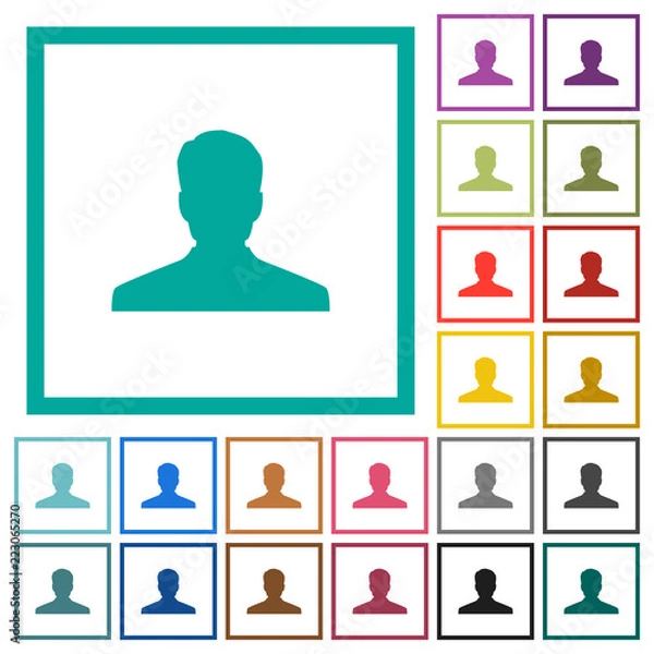 Fototapeta Anonymous avatar flat color icons with quadrant frames