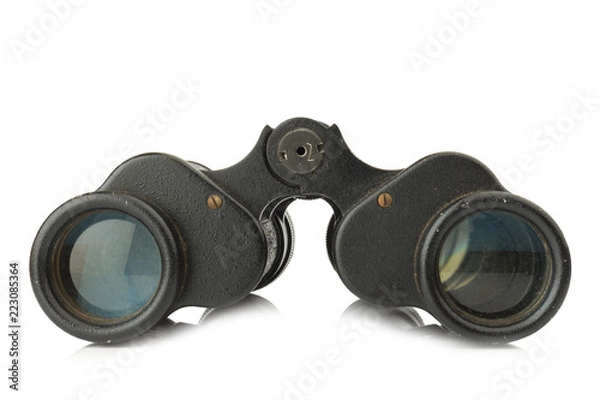 Fototapeta binoculars old color black isolated on white background