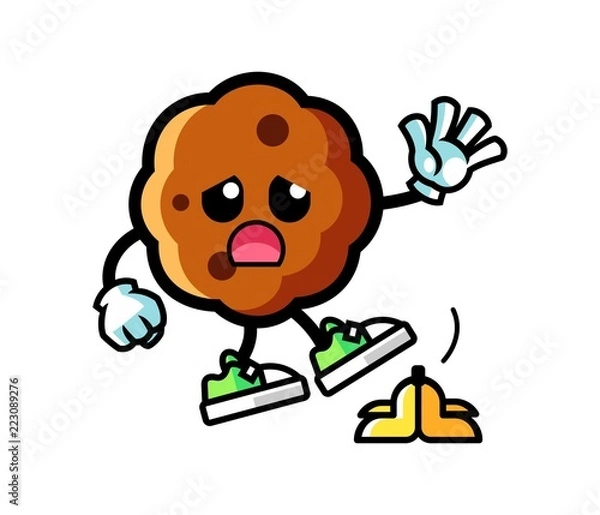 Fototapeta Cookie slip on banana peel mascot cartoon illustration