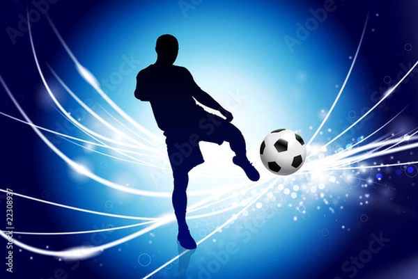 Fototapeta Soccer Player on Abstract Modern Light Background