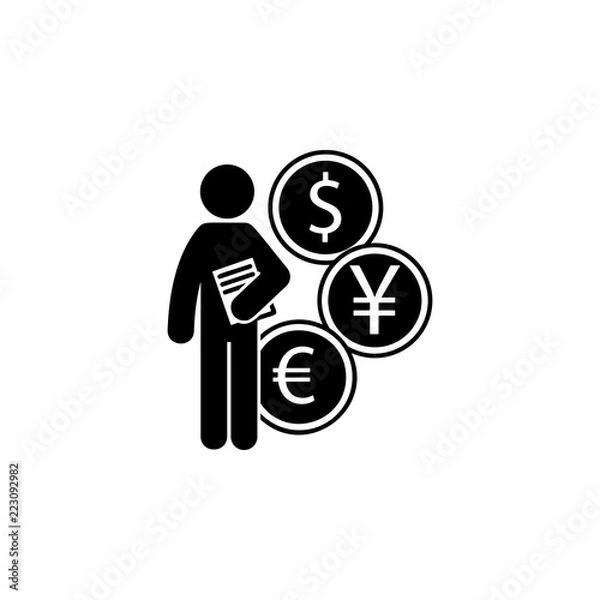 Fototapeta man with finance degree icon. Element of man with student degree icon for mobile concept and web apps. Glyph finance degree can be used for web and mobile
