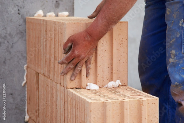 Obraz Plan Ziegel wird mit Dry-Fix geklebt