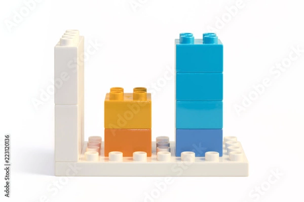 Obraz Two bars chart made from colorful building blocks toys