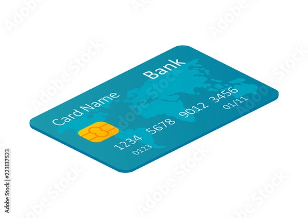 Obraz Isometric credit card against the white background